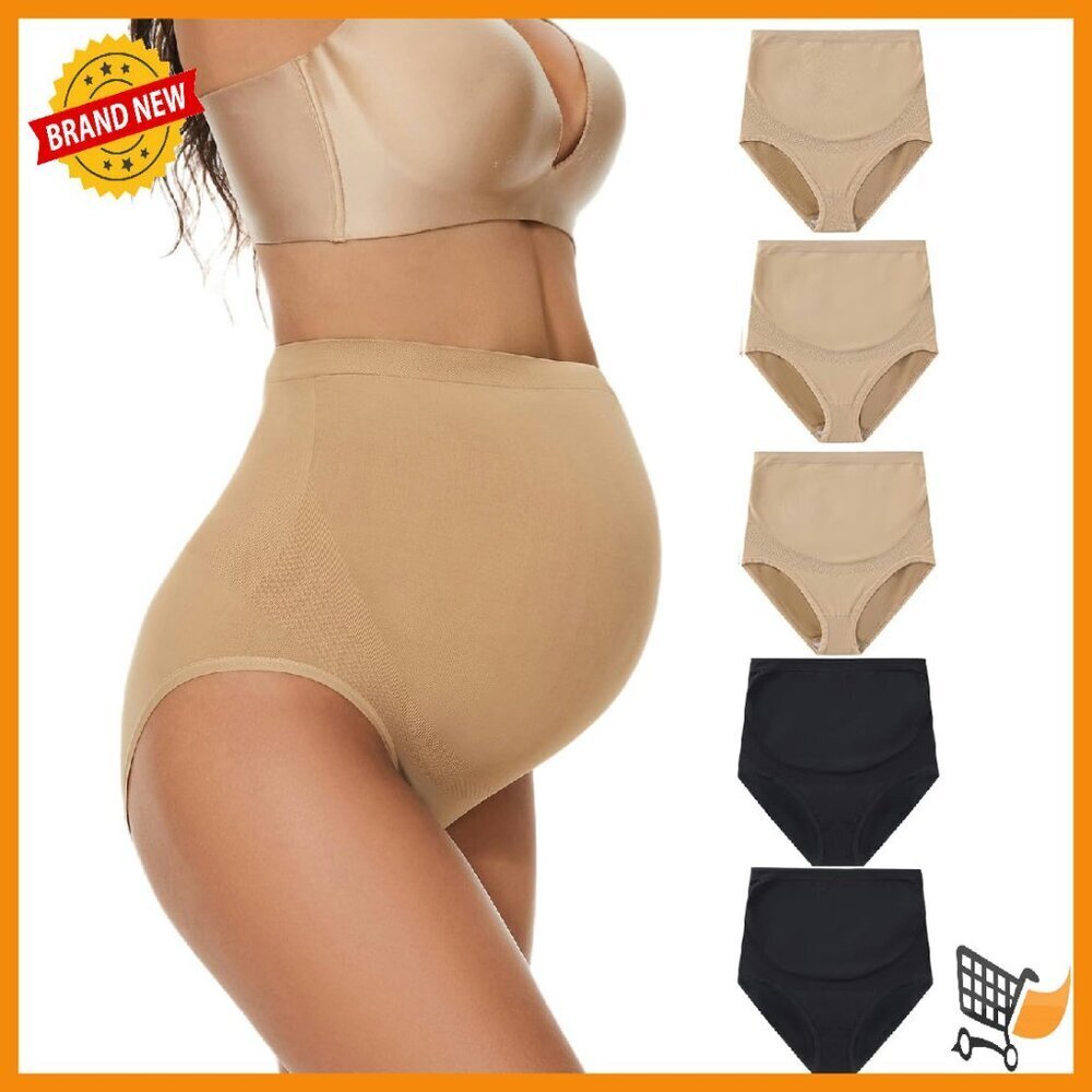 Seamless Maternity Panties Over Bump Plus Size Support Cotton Blend